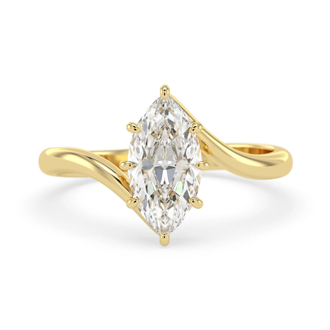 OctaPearl 2 ct Marquise Lab Grown Diamond Bypass Solitaire Engagement Ring