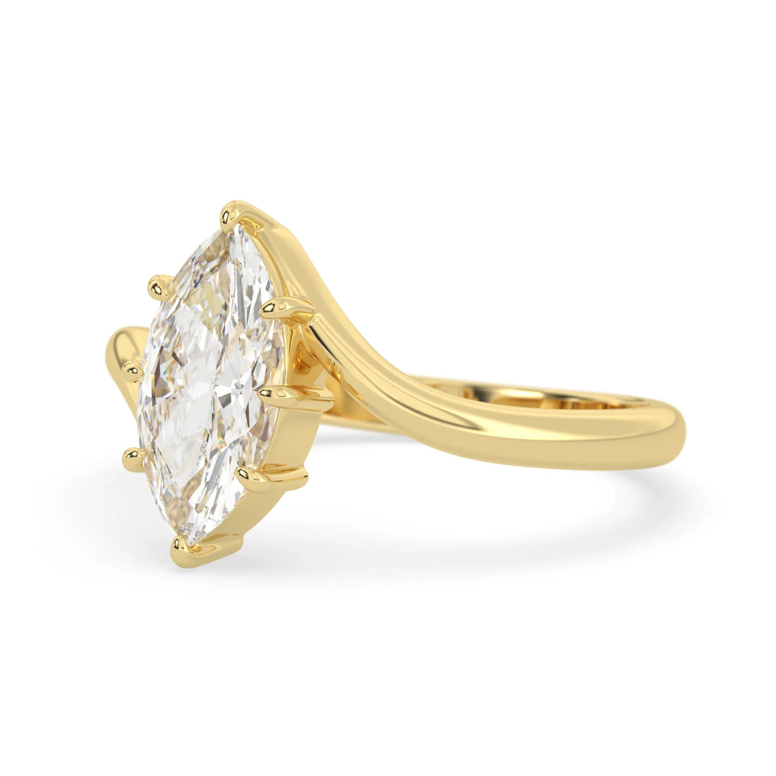 OctaPearl 2 ct Marquise Lab Grown Diamond Bypass Solitaire Engagement Ring