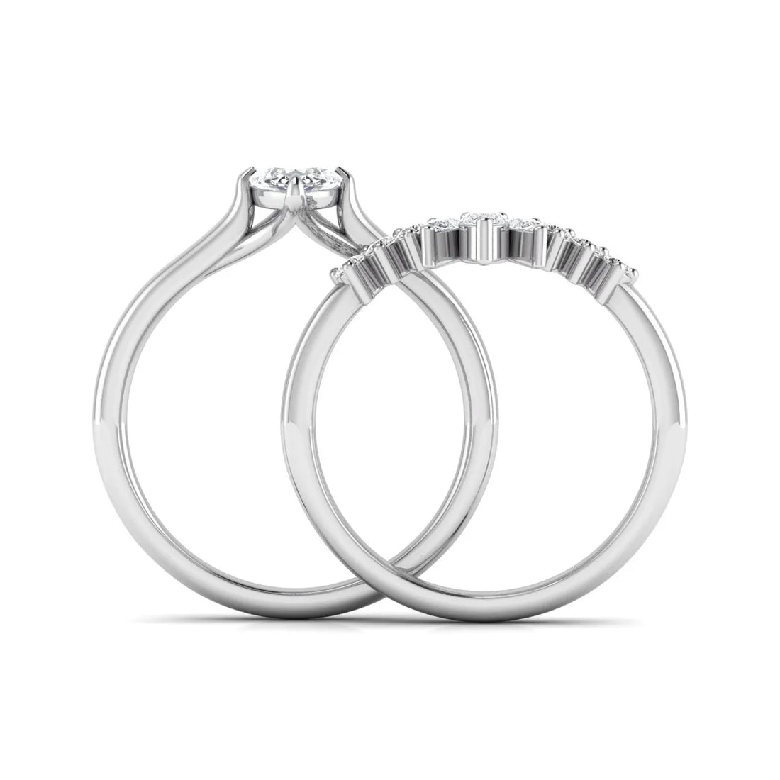 OctaPearl 1.5 ct Marquise Solitaire Lab Grown Diamond Crown Bridal Ring Set