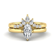 OctaPearl 1.5 ct Marquise Solitaire Lab Grown Diamond Crown Bridal Ring Set