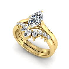 OctaPearl 1.5 ct Marquise Solitaire Lab Grown Diamond Crown Bridal Ring Set - alternate view