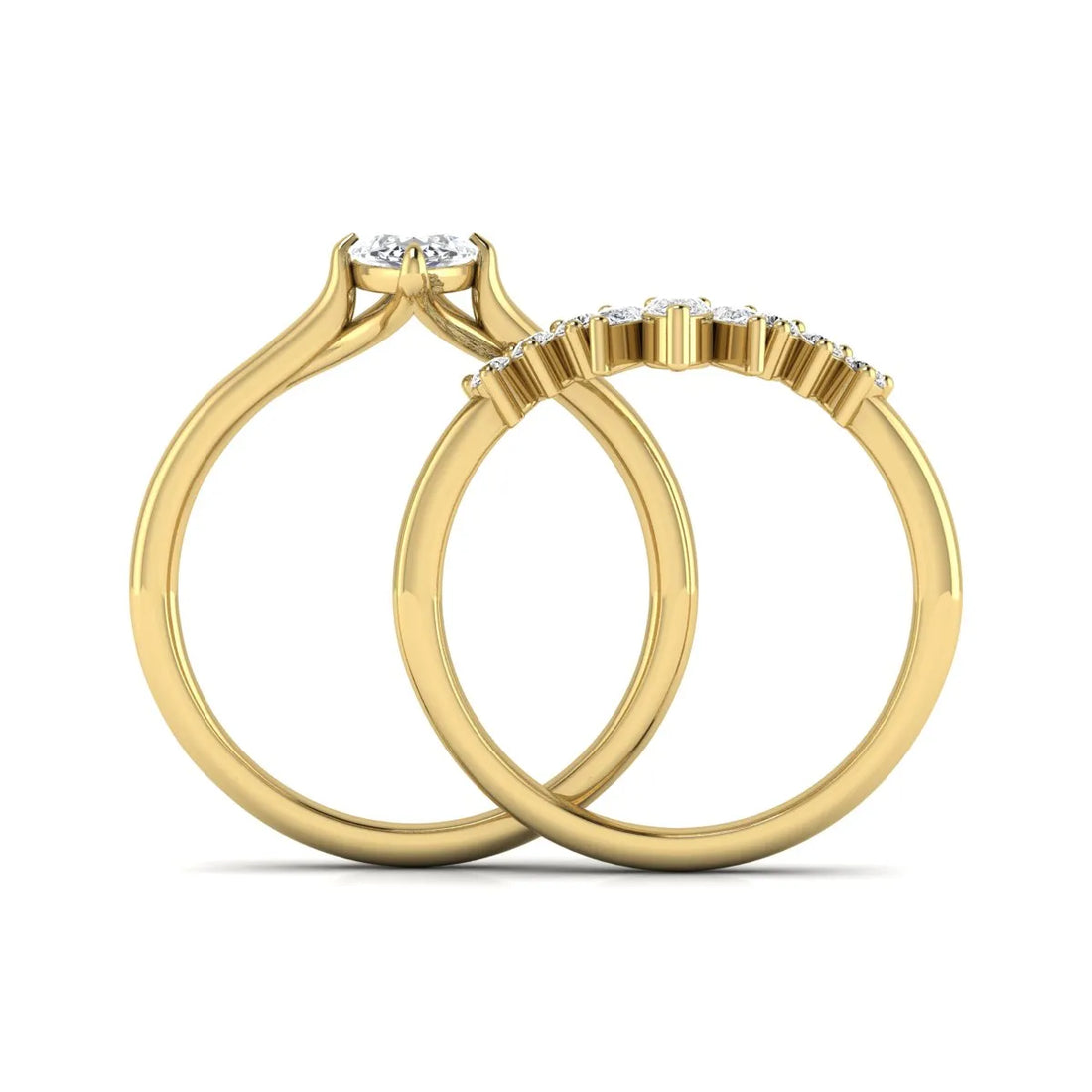OctaPearl 1.5 ct Marquise Solitaire Lab Grown Diamond Crown Bridal Ring Set
