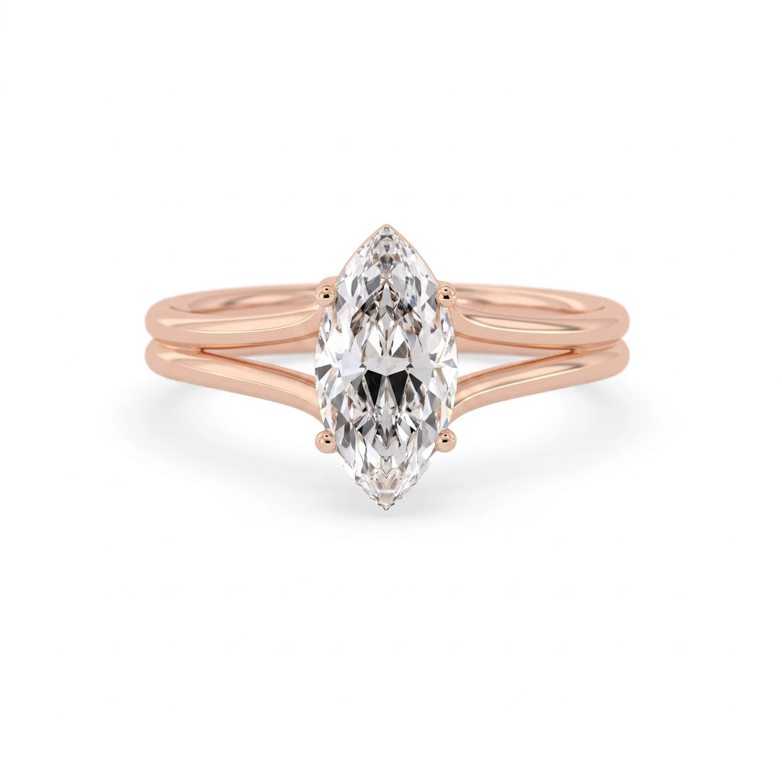 OctaPearl 1.5 ct Marquise Lab Grown Diamond Solitaire Split Shank Engagement Ring