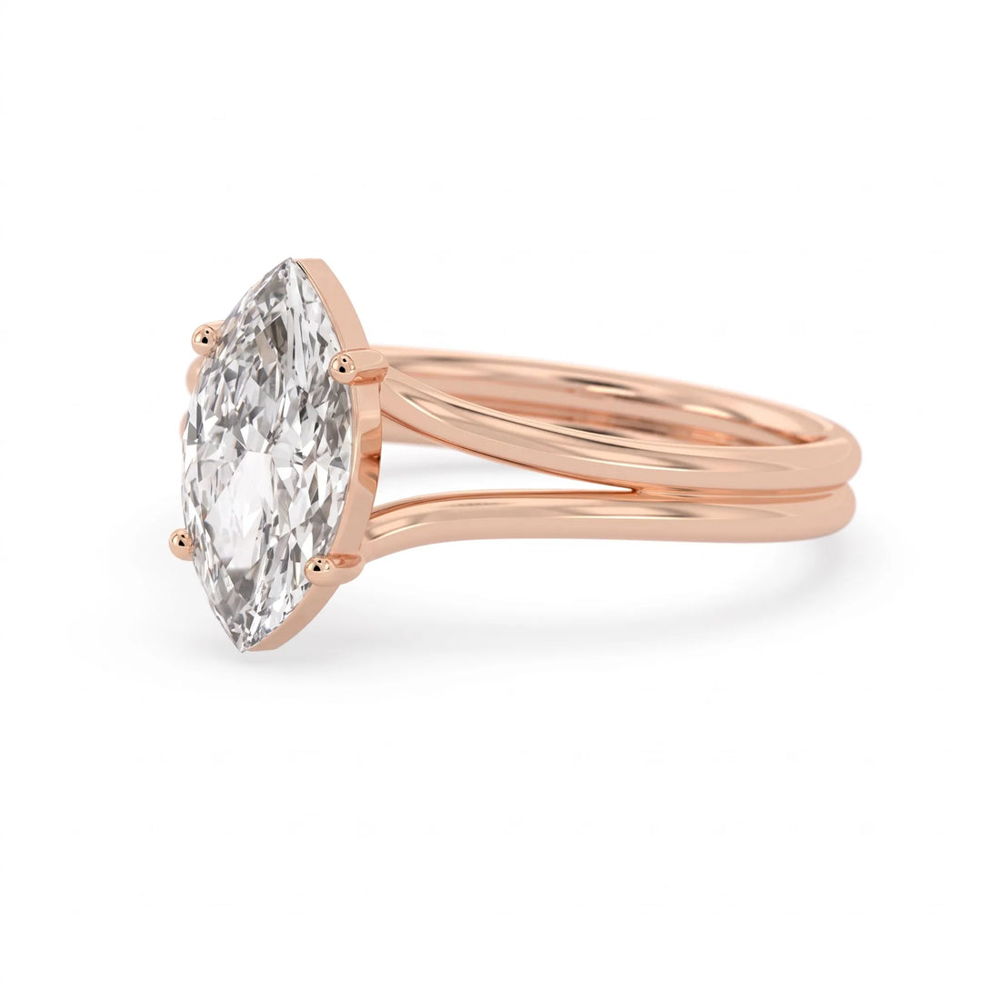 OctaPearl 1.5 ct Marquise Lab Grown Diamond Solitaire Split Shank Engagement Ring