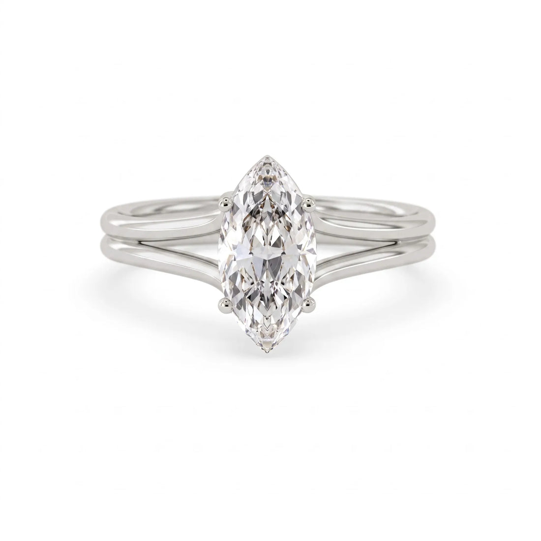 OctaPearl 1.5 ct Marquise Lab Grown Diamond Solitaire Split Shank Engagement Ring