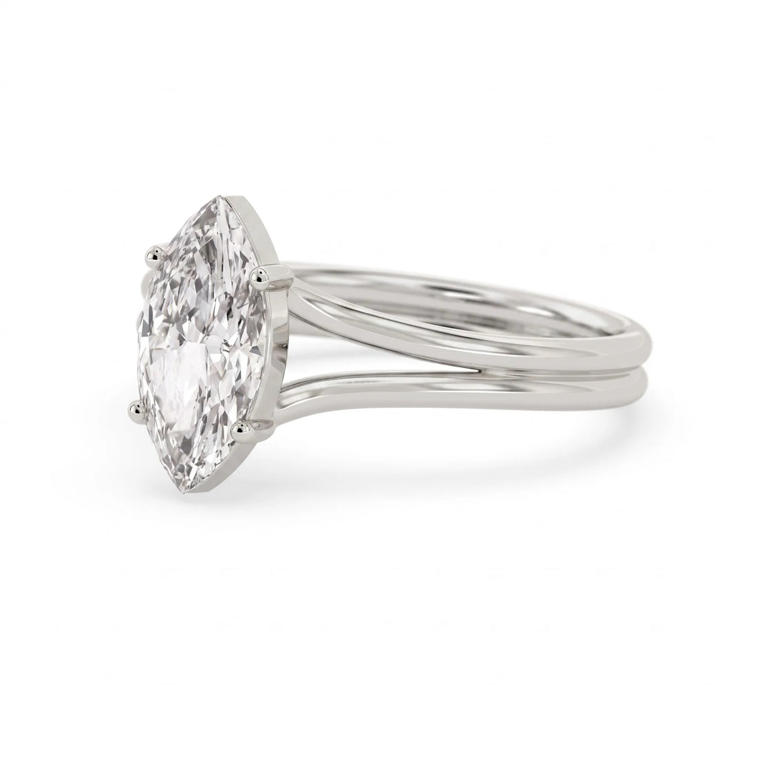 OctaPearl 1.5 ct Marquise Lab Grown Diamond Solitaire Split Shank Engagement Ring