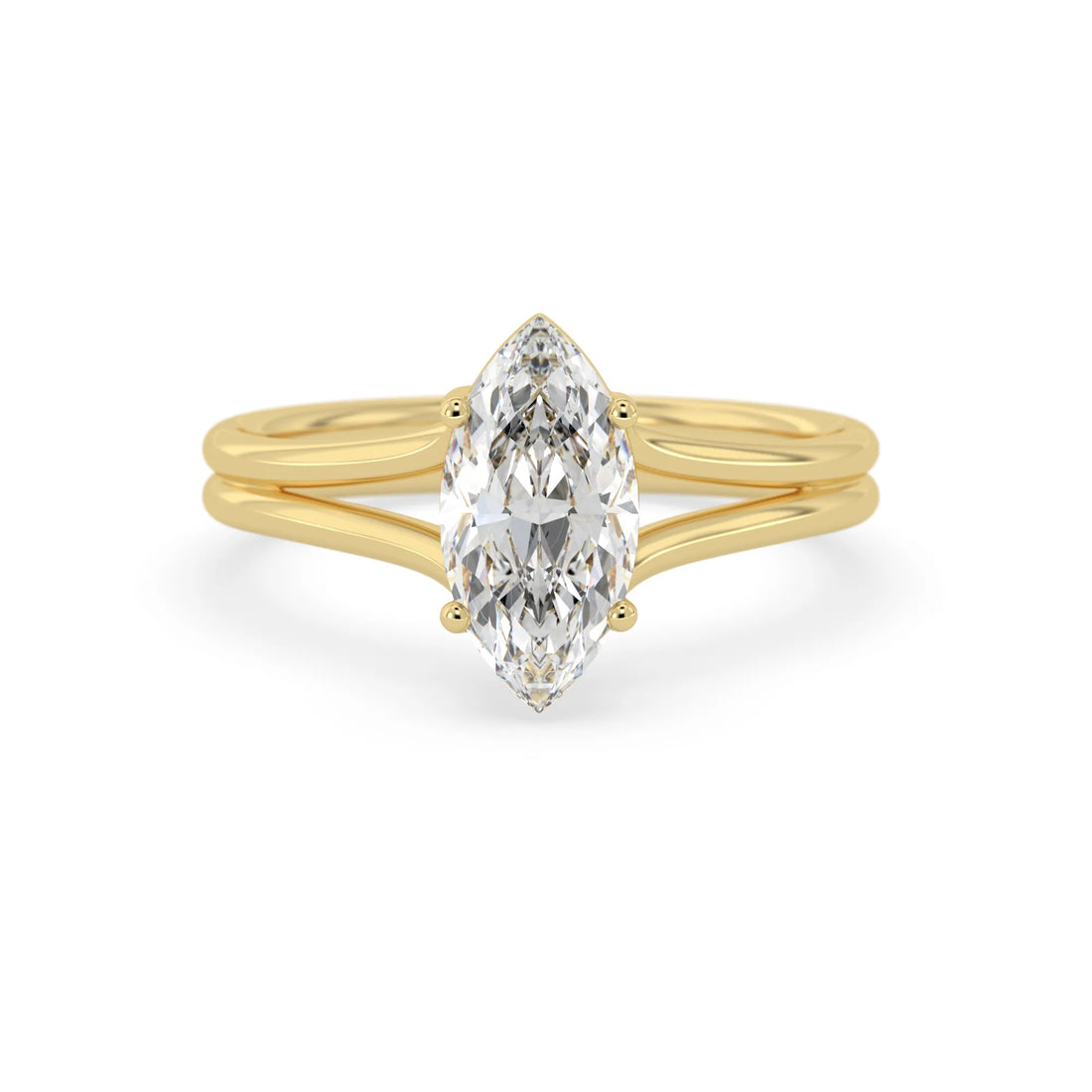 OctaPearl 1.5 ct Marquise Lab Grown Diamond Solitaire Split Shank Engagement Ring