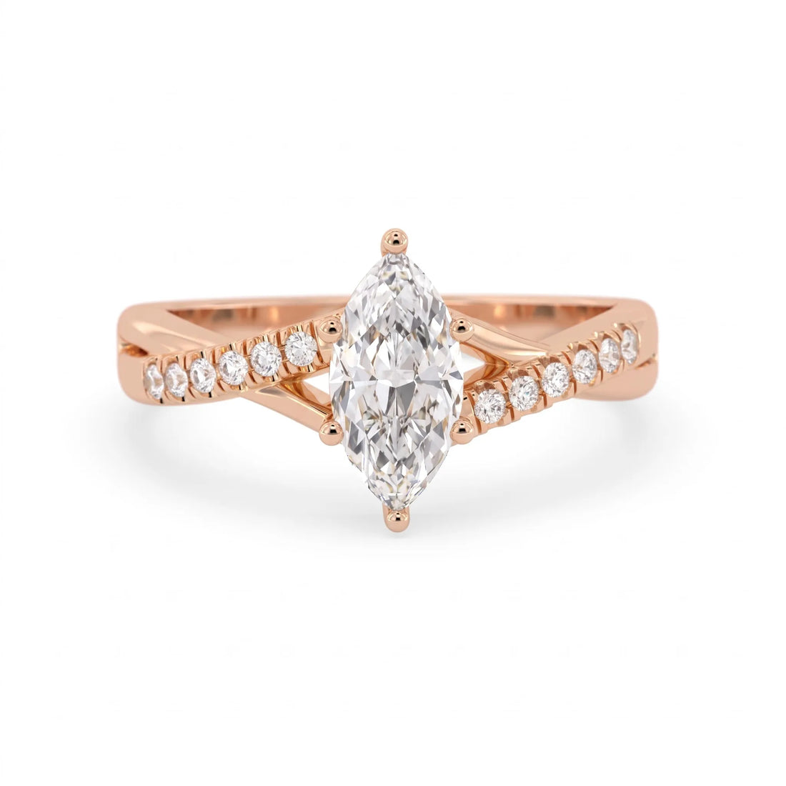 OctaPearl 1 ct Marquise Cut Split Shank Lab Grown Diamond Engagement Ring