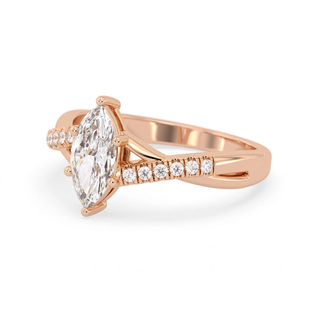 OctaPearl 1 ct Marquise Cut Split Shank Lab Grown Diamond Engagement Ring