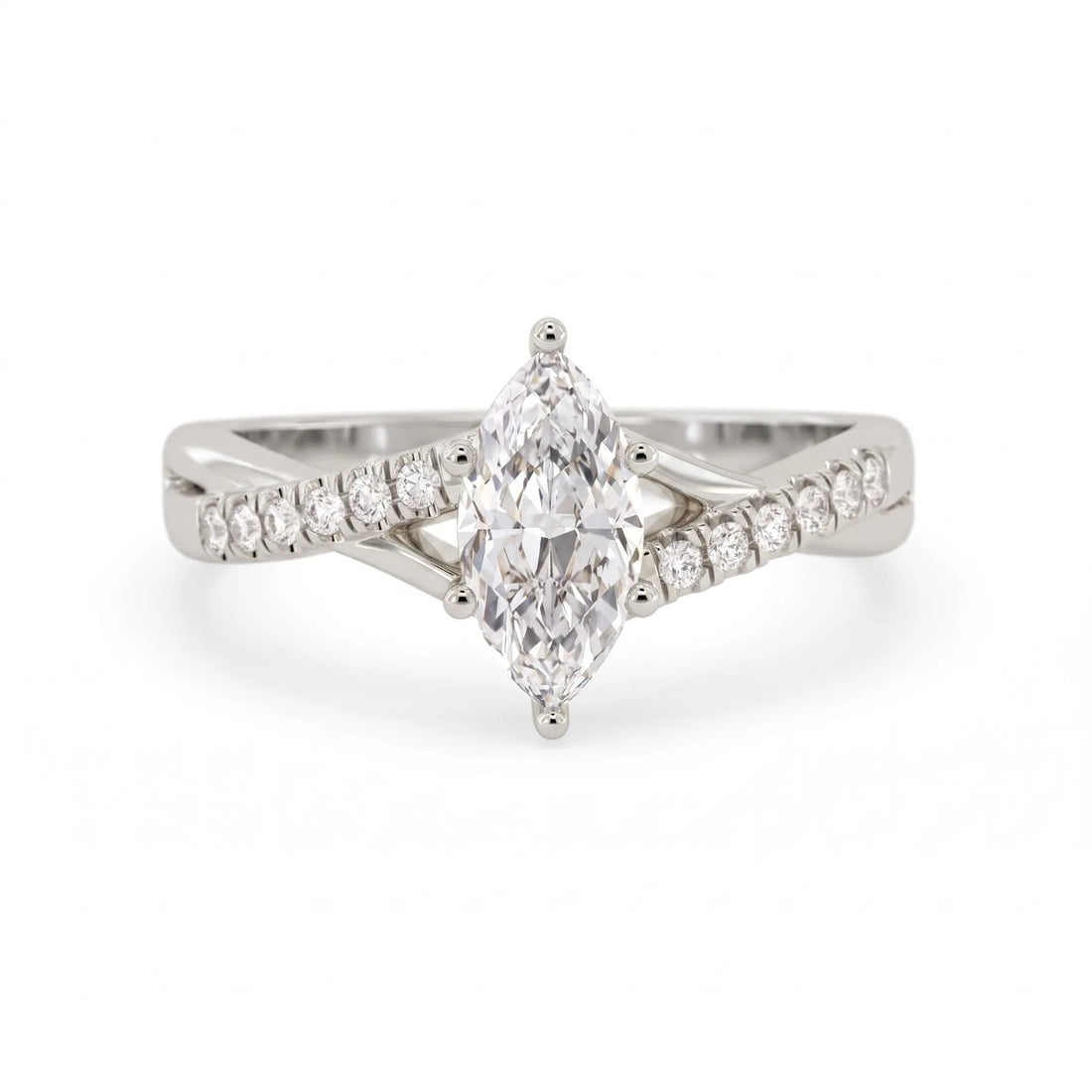 OctaPearl 1 ct Marquise Cut Split Shank Lab Grown Diamond Engagement Ring