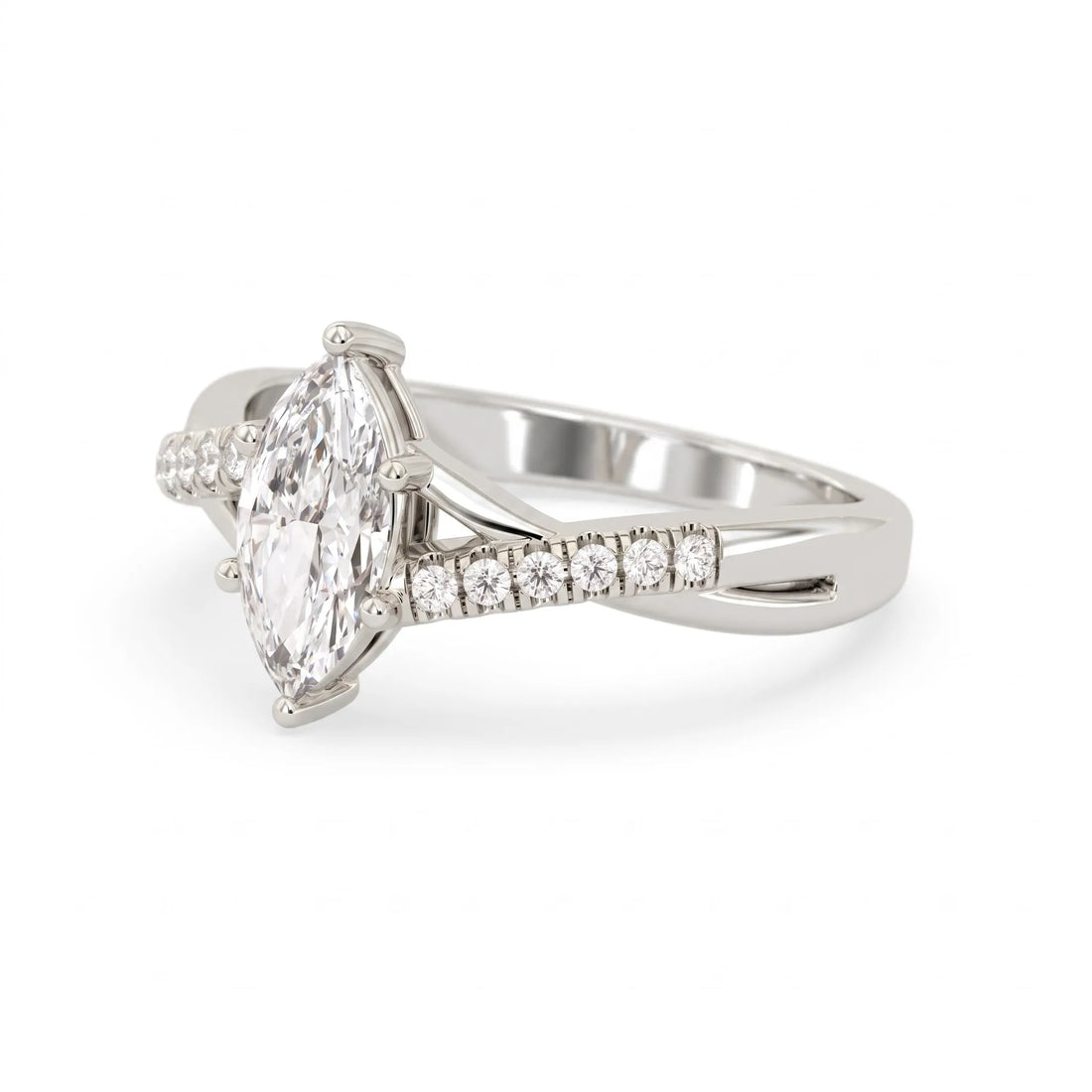 OctaPearl 1 ct Marquise Cut Split Shank Lab Grown Diamond Engagement Ring