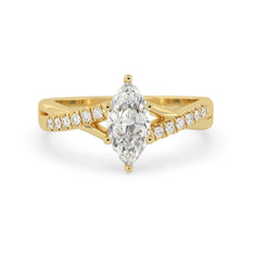 OctaPearl 1 ct Marquise Cut Split Shank Lab Grown Diamond Engagement Ring