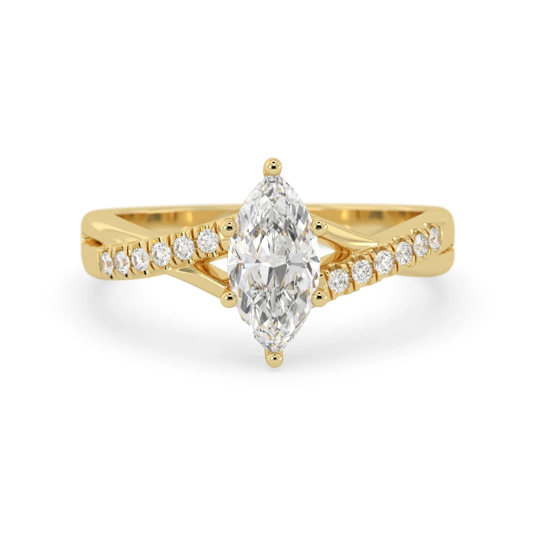 OctaPearl 1 ct Marquise Cut Split Shank Lab Grown Diamond Engagement Ring