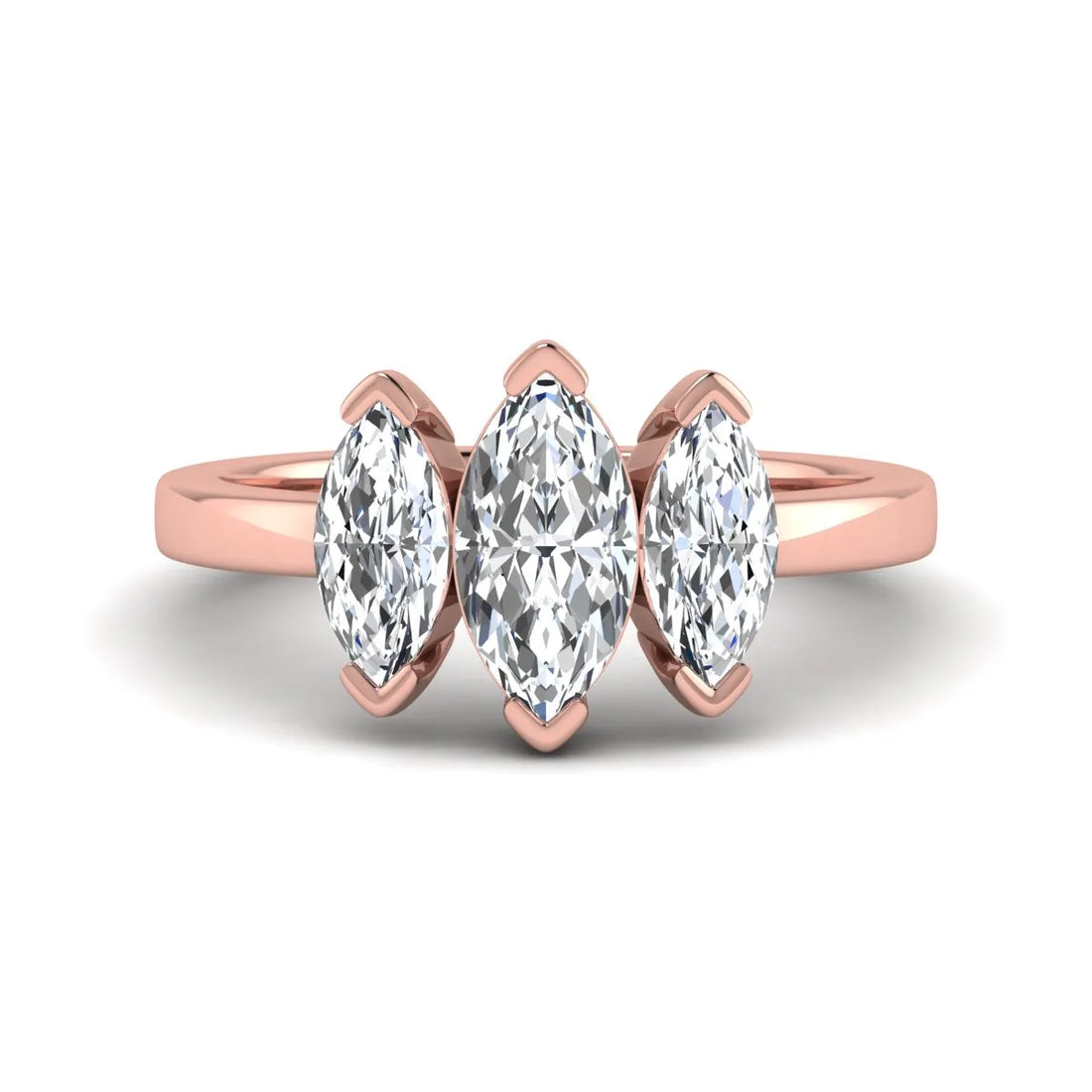 OctaPearl 1 ct Marquise Cut Lab Grown Diamond Three Stone Engagement Ring