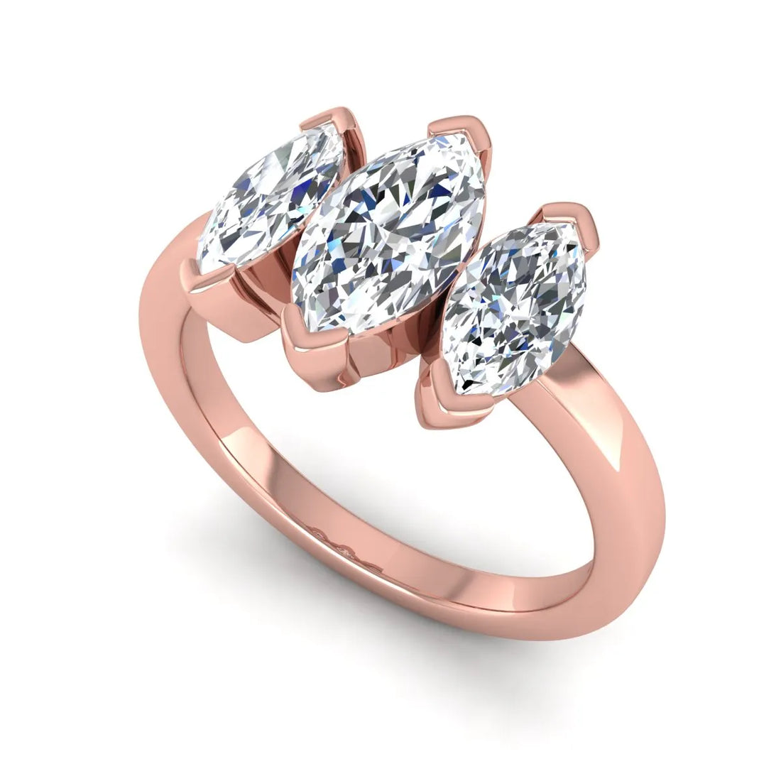 OctaPearl 1 ct Marquise Cut Lab Grown Diamond Three Stone Engagement Ring