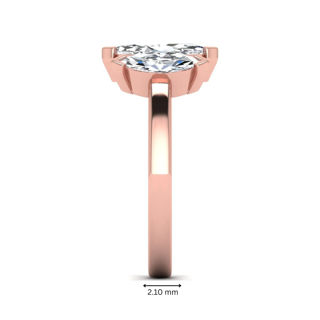 OctaPearl 1 ct Marquise Cut Lab Grown Diamond Three Stone Engagement Ring