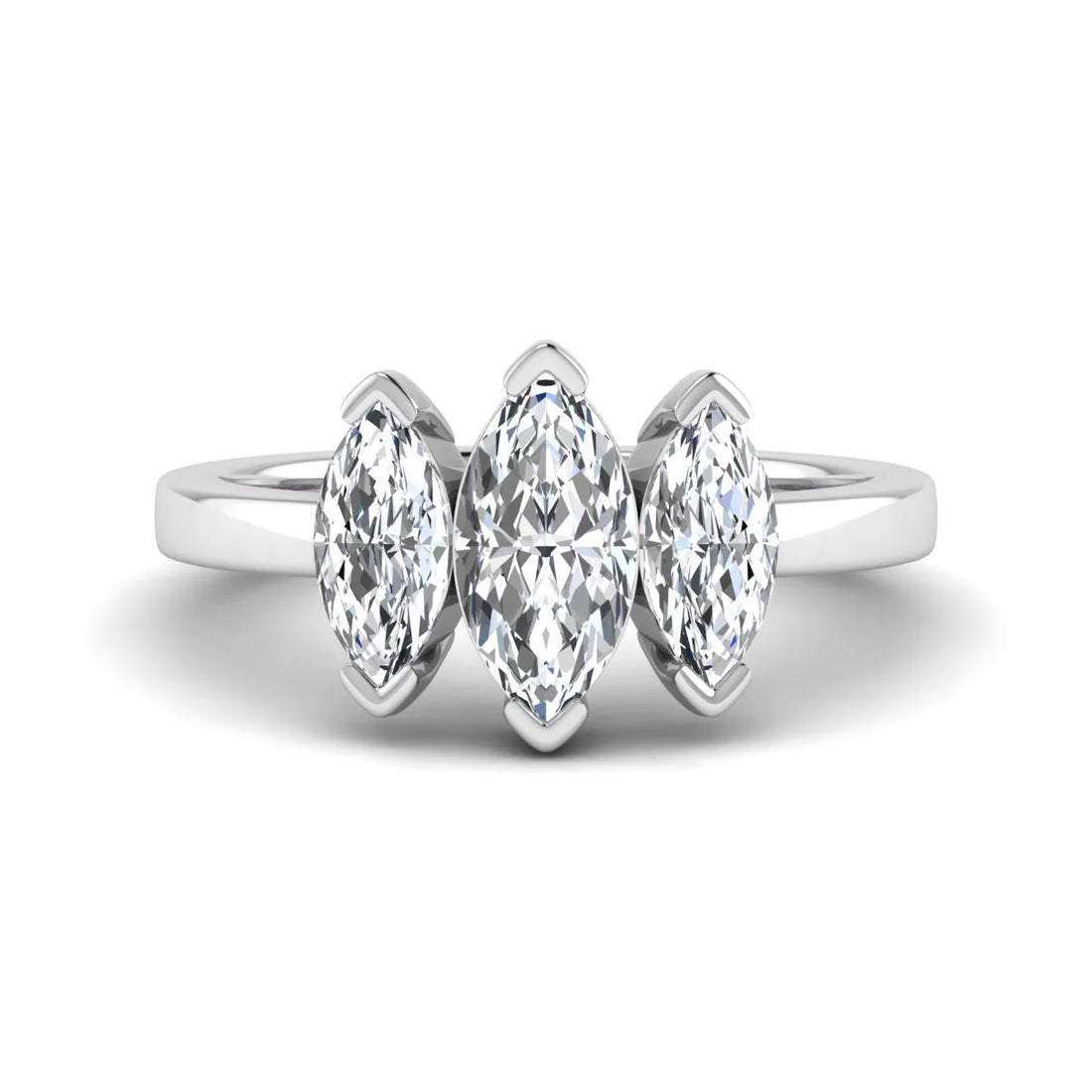 OctaPearl 1 ct Marquise Cut Lab Grown Diamond Three Stone Engagement Ring