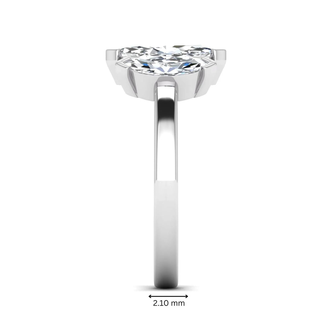 OctaPearl 1 ct Marquise Cut Lab Grown Diamond Three Stone Engagement Ring