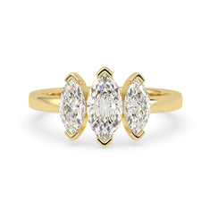 OctaPearl 1 ct Marquise Cut Lab Grown Diamond Three Stone Engagement Ring