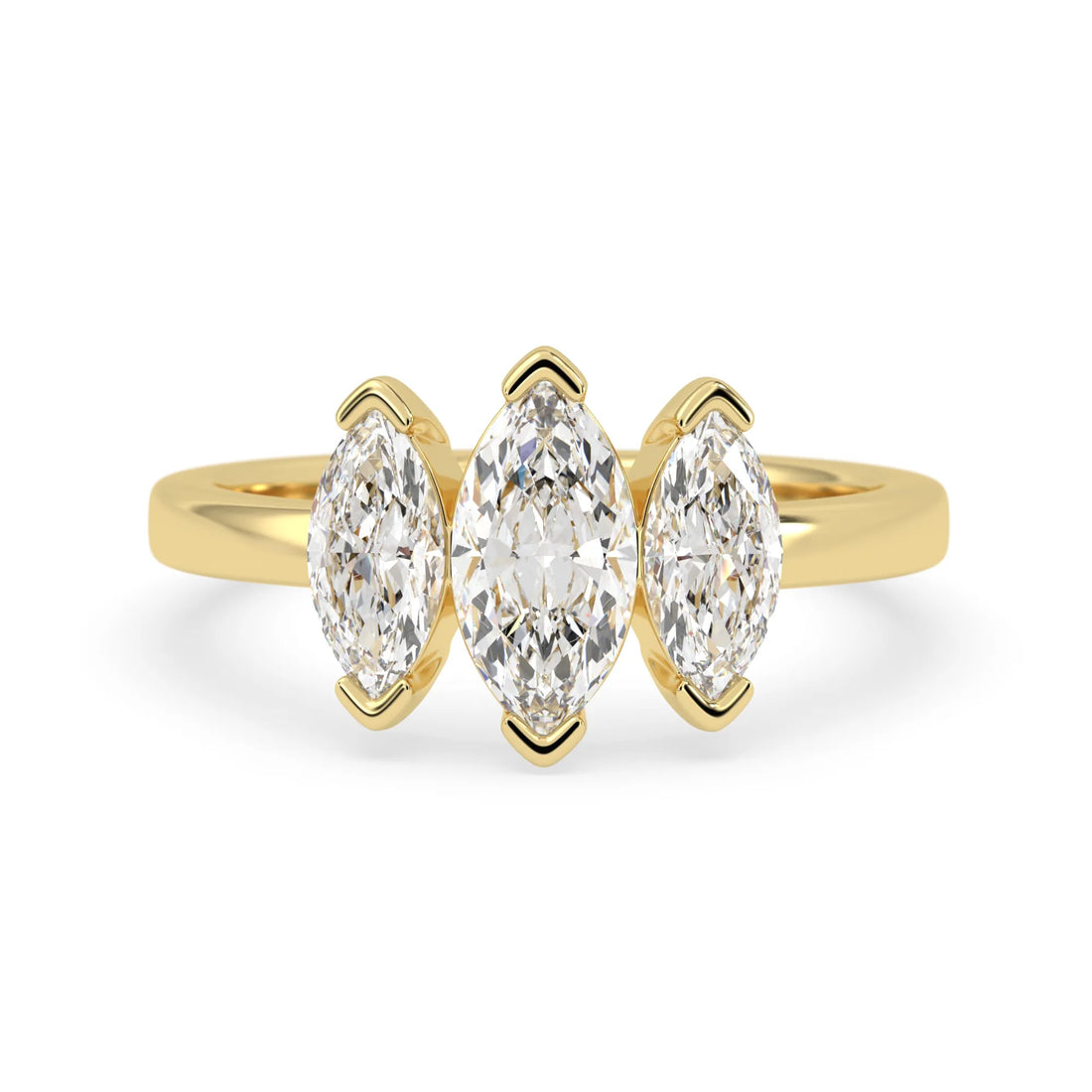 OctaPearl 1 ct Marquise Cut Lab Grown Diamond Three Stone Engagement Ring