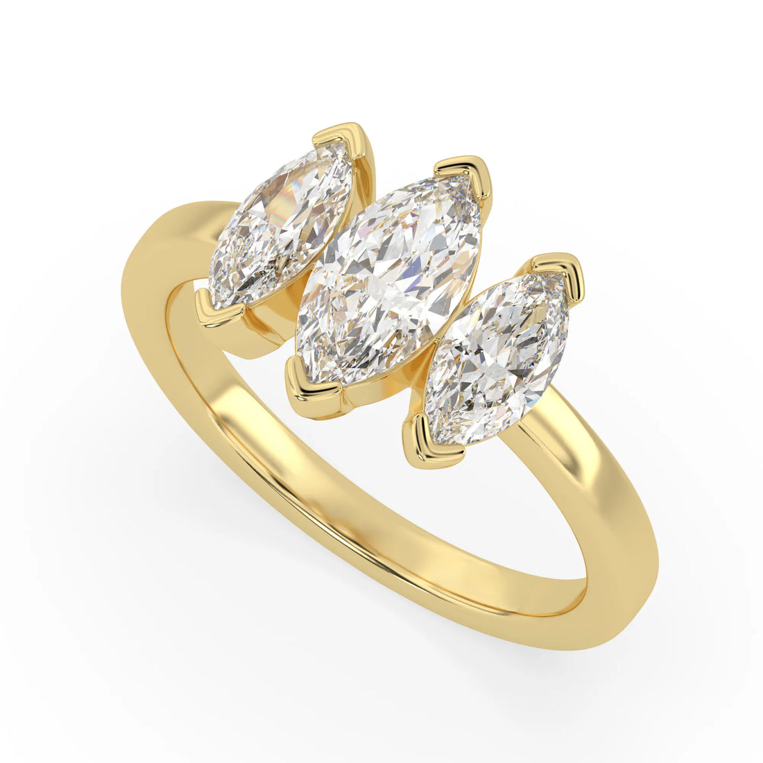 OctaPearl 1 ct Marquise Cut Lab Grown Diamond Three Stone Engagement Ring