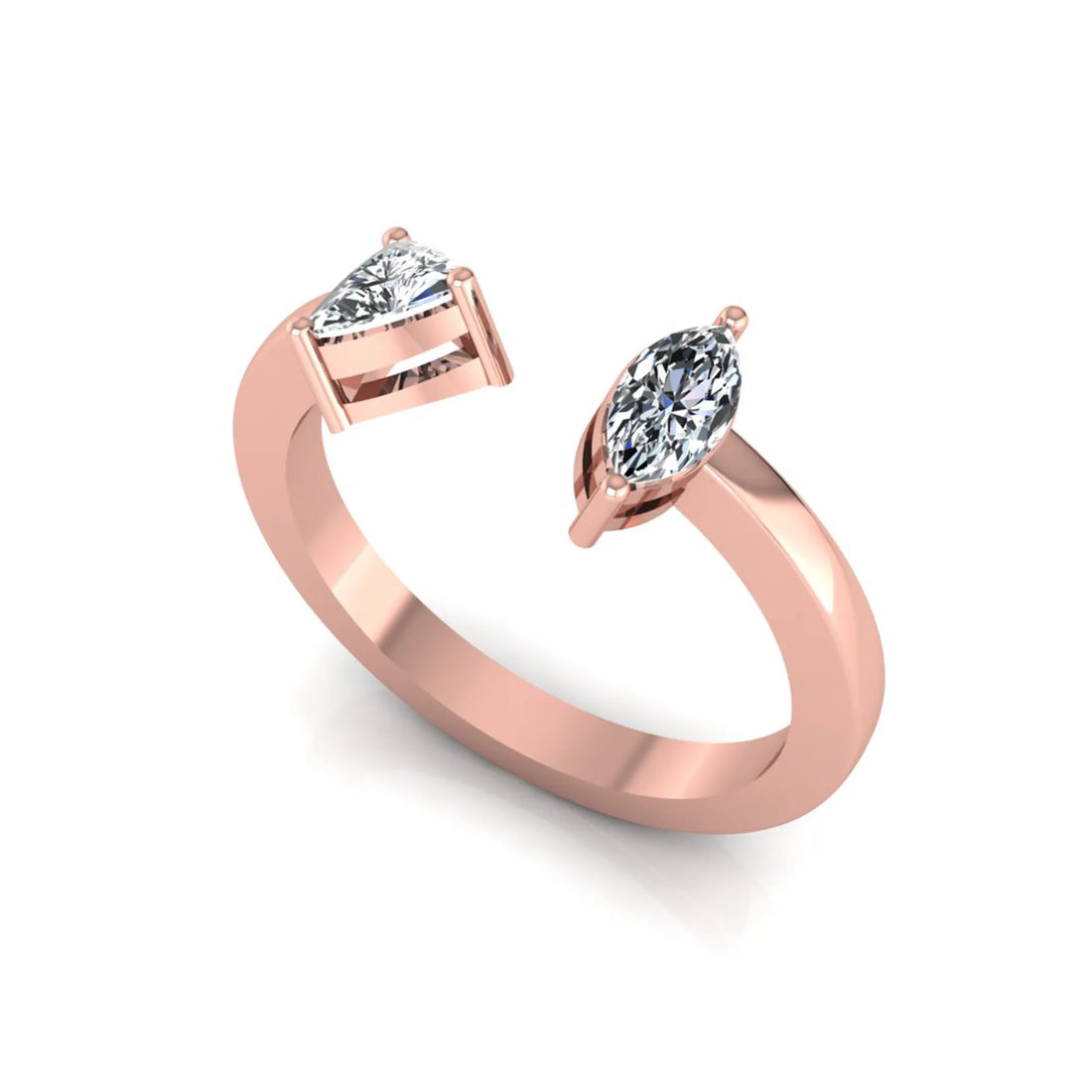 OctaPearl Marquise & Trillion Cut Lab Grown Diamond Toi et Moi Ring