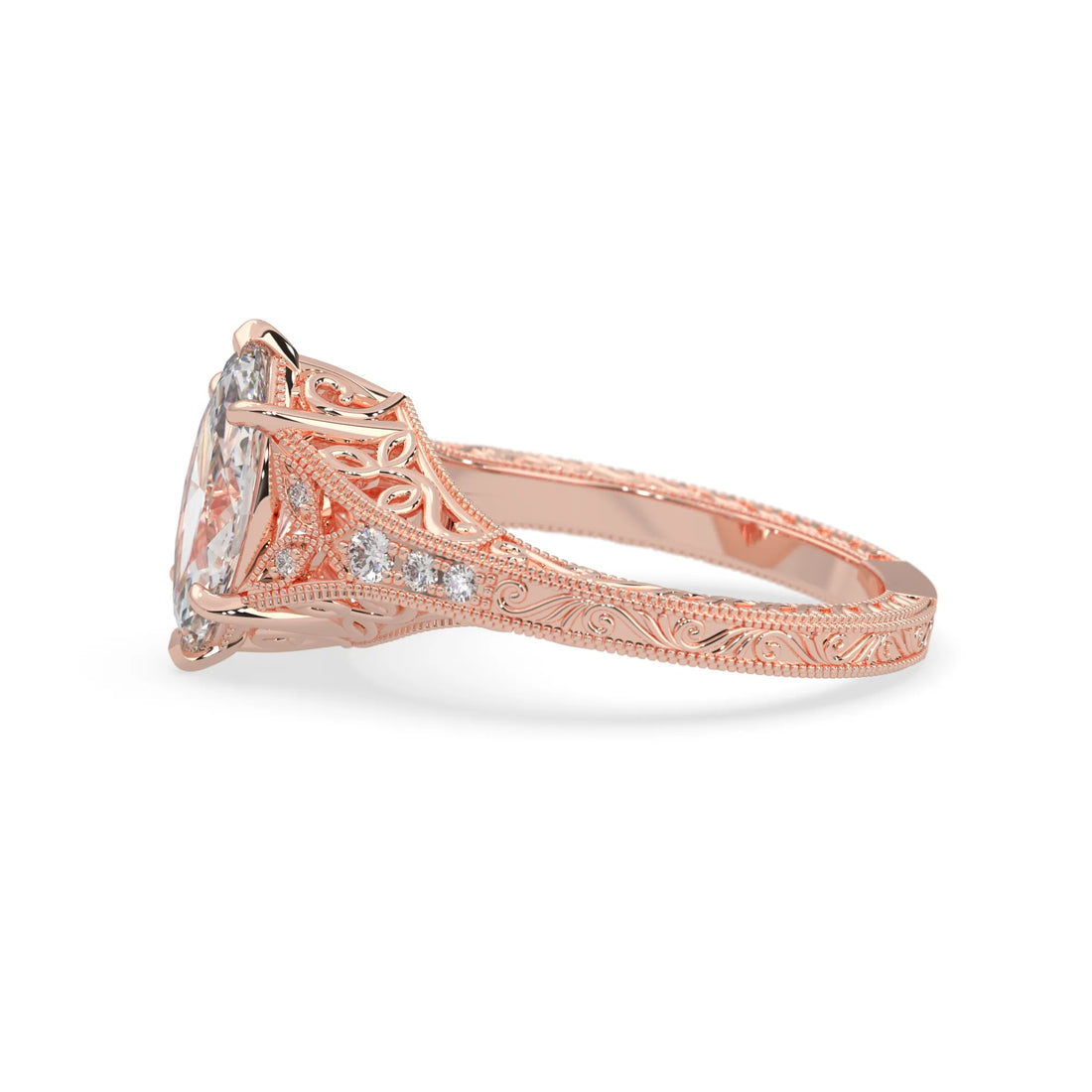 OctaPearl 1.50 ct Marquise Vintage Lab Grown Diamond Split Shank Pave Engagement Ring
