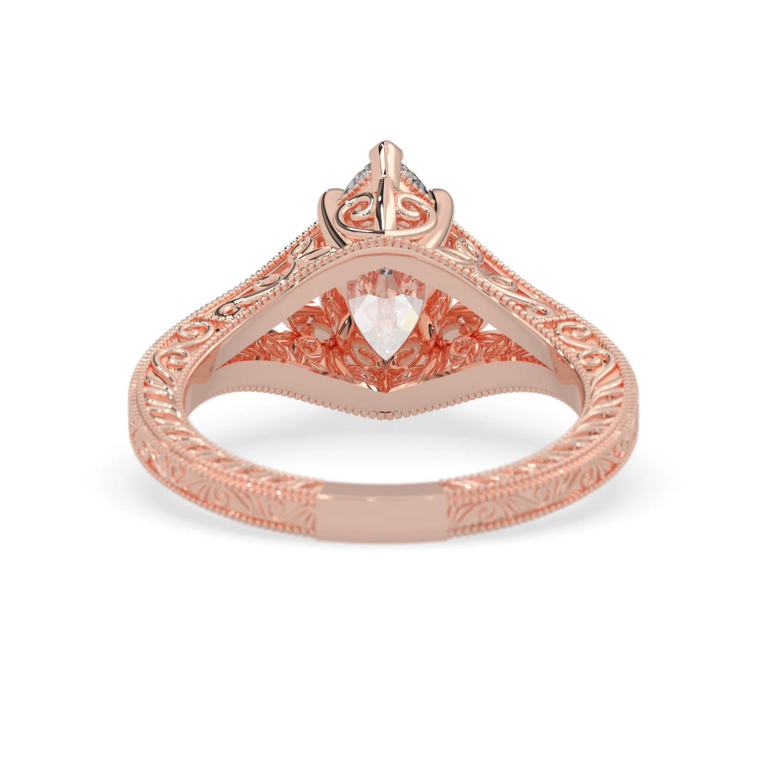 OctaPearl 1.50 ct Marquise Vintage Lab Grown Diamond Split Shank Pave Engagement Ring