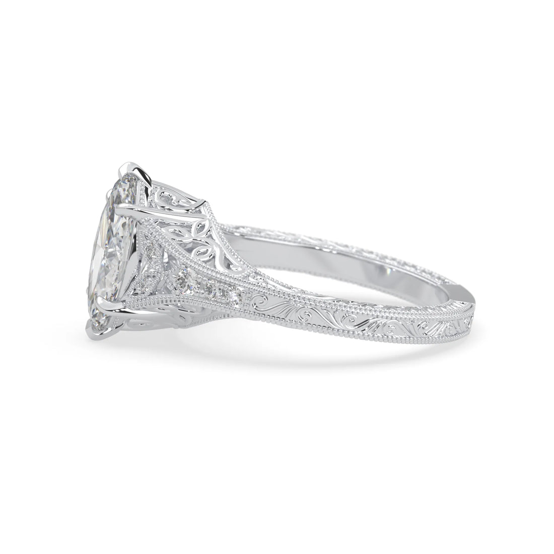 OctaPearl 1.50 ct Marquise Vintage Lab Grown Diamond Split Shank Pave Engagement Ring