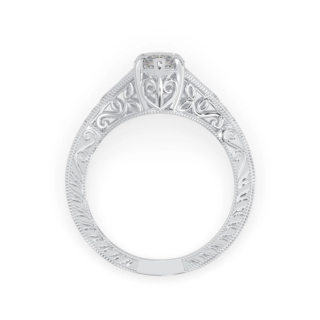 OctaPearl 1.50 ct Marquise Vintage Lab Grown Diamond Split Shank Pave Engagement Ring