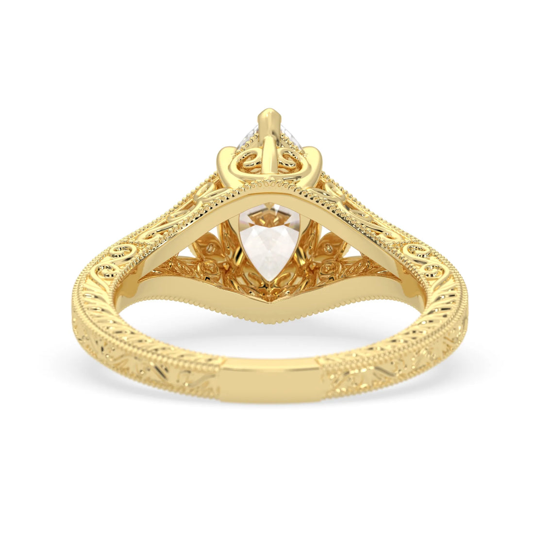 OctaPearl 1.50 ct Marquise Vintage Lab Grown Diamond Split Shank Pave Engagement Ring