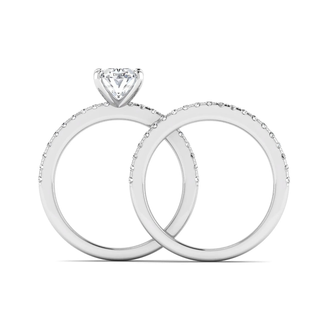 OctaPearl Oval Cut Pave Set Lab Grown Diamond Bridal Ring Set