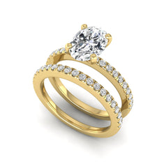 OctaPearl Oval Cut Pave Set Lab Grown Diamond Bridal Ring Set - alternate view
