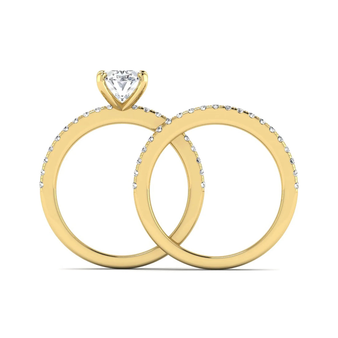 OctaPearl Oval Cut Pave Set Lab Grown Diamond Bridal Ring Set