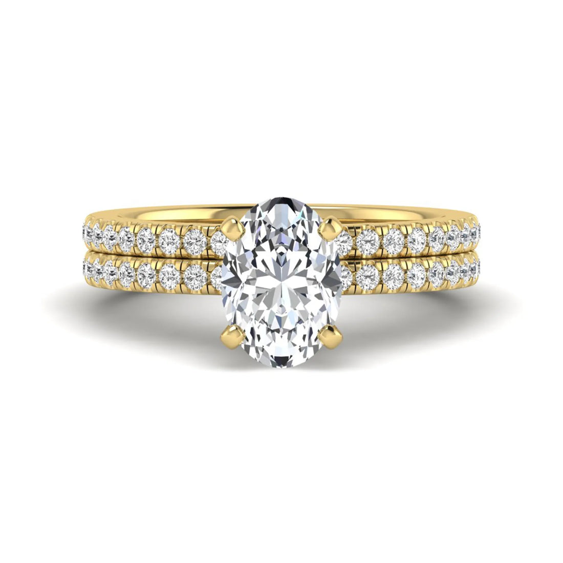OctaPearl Oval Cut Pave Set Lab Grown Diamond Bridal Ring Set