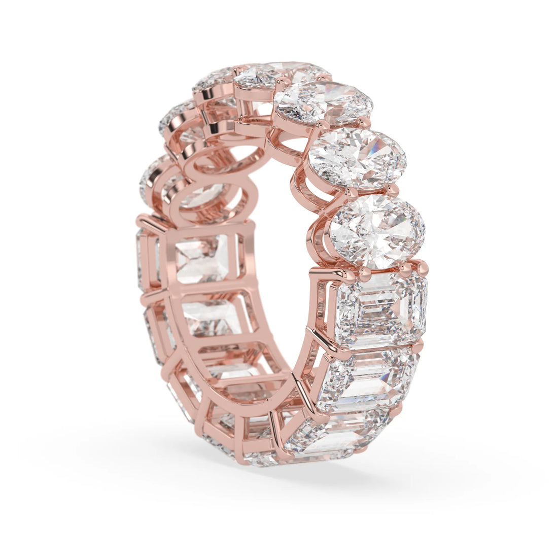 OctaPearl Emerald & Oval Cut Lab Grown Diamond Full Eternity Wedding Band