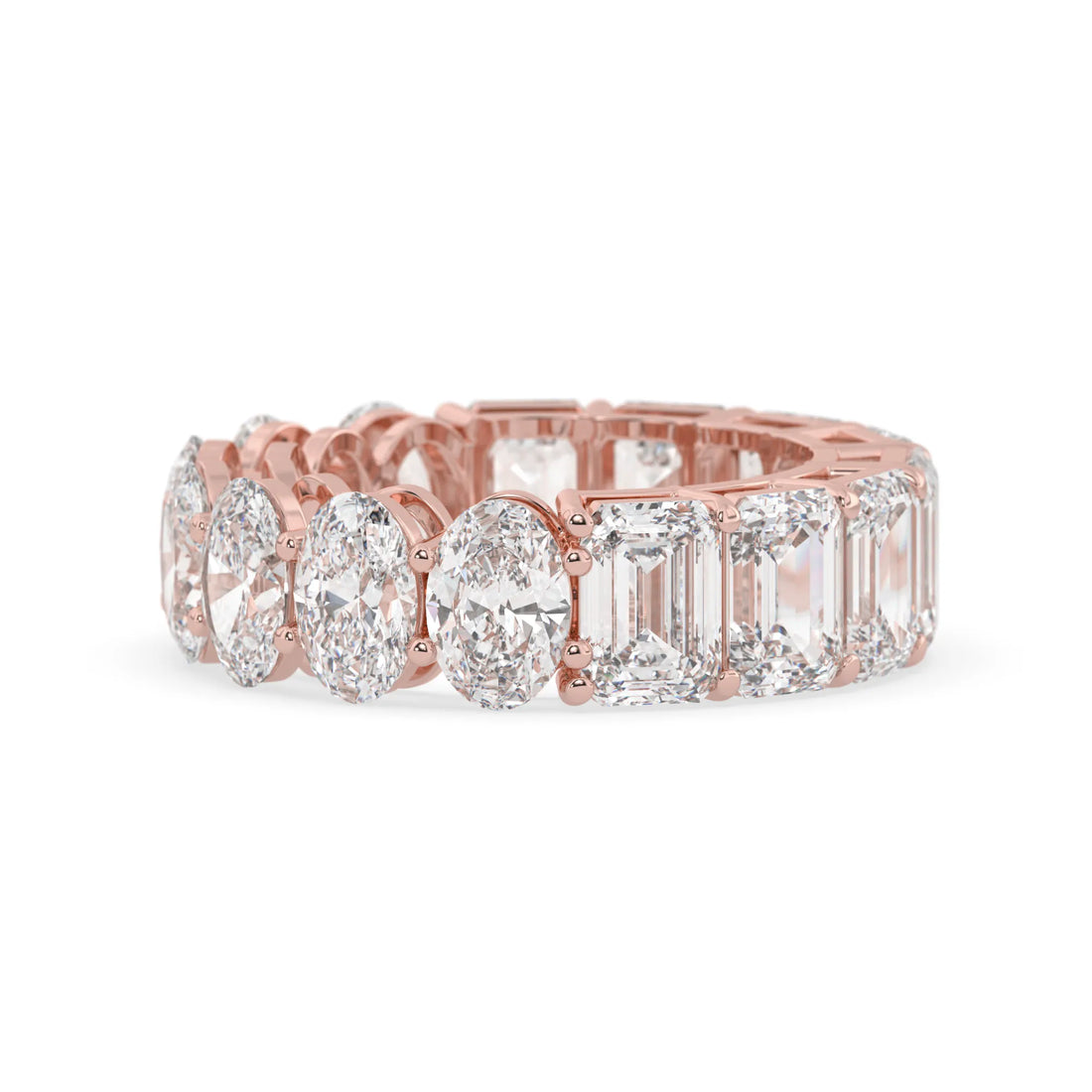 OctaPearl Emerald & Oval Cut Lab Grown Diamond Full Eternity Wedding Band