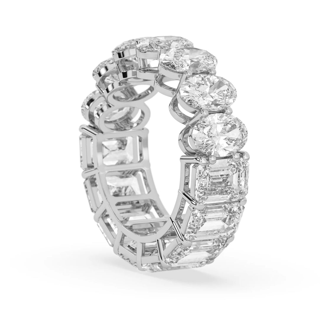OctaPearl Emerald & Oval Cut Lab Grown Diamond Full Eternity Wedding Band