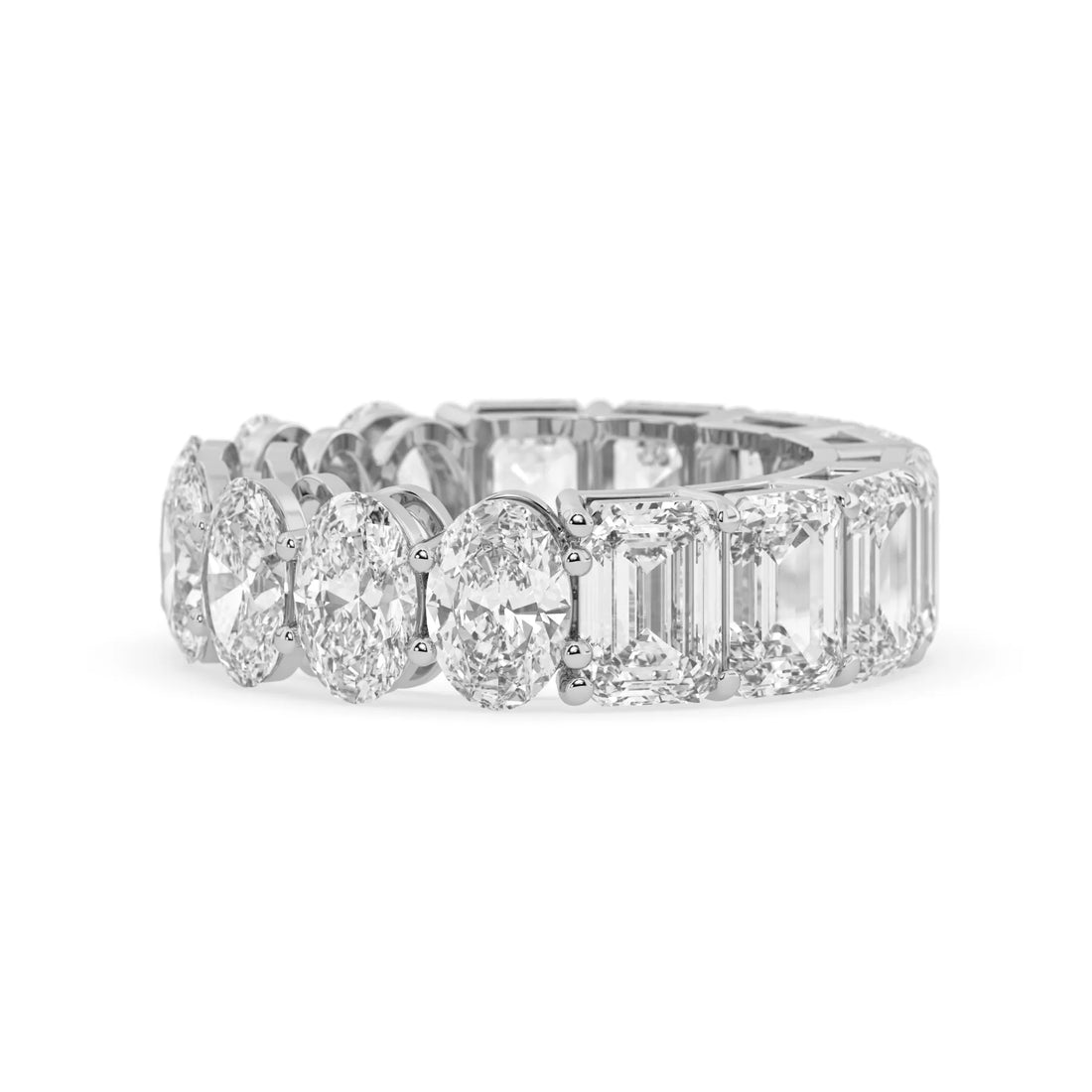 OctaPearl Emerald & Oval Cut Lab Grown Diamond Full Eternity Wedding Band