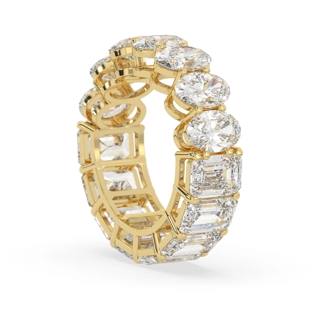 OctaPearl Emerald & Oval Cut Lab Grown Diamond Full Eternity Wedding Band