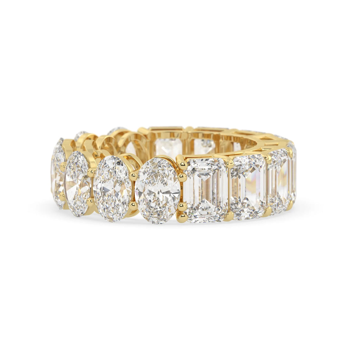 OctaPearl Emerald & Oval Cut Lab Grown Diamond Full Eternity Wedding Band