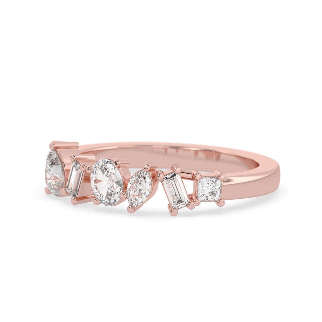 OctaPearl Multi Shape Lab Grown Diamond Seven Stone Cluster Engagment Ring