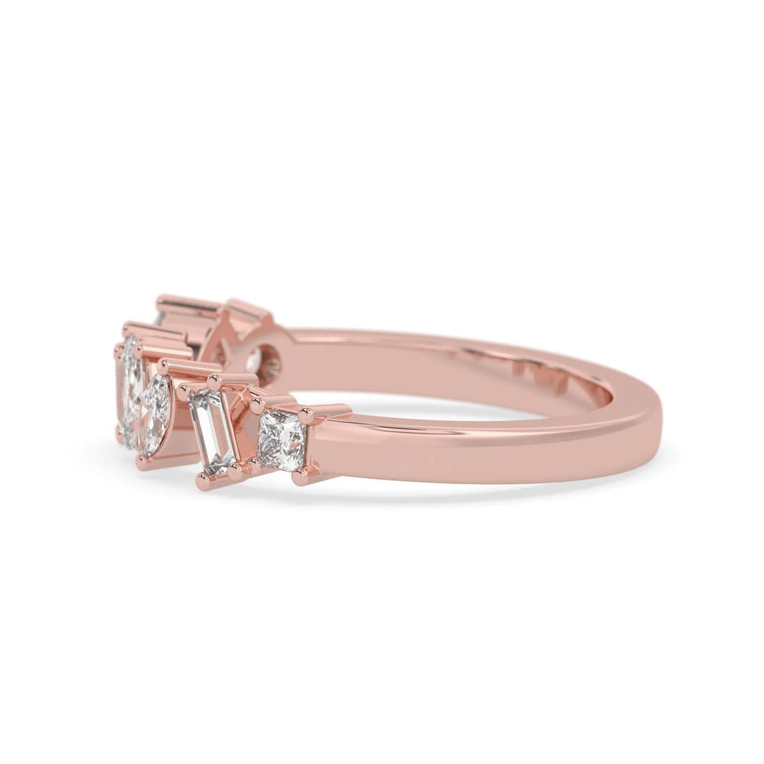 OctaPearl Multi Shape Lab Grown Diamond Seven Stone Cluster Engagment Ring