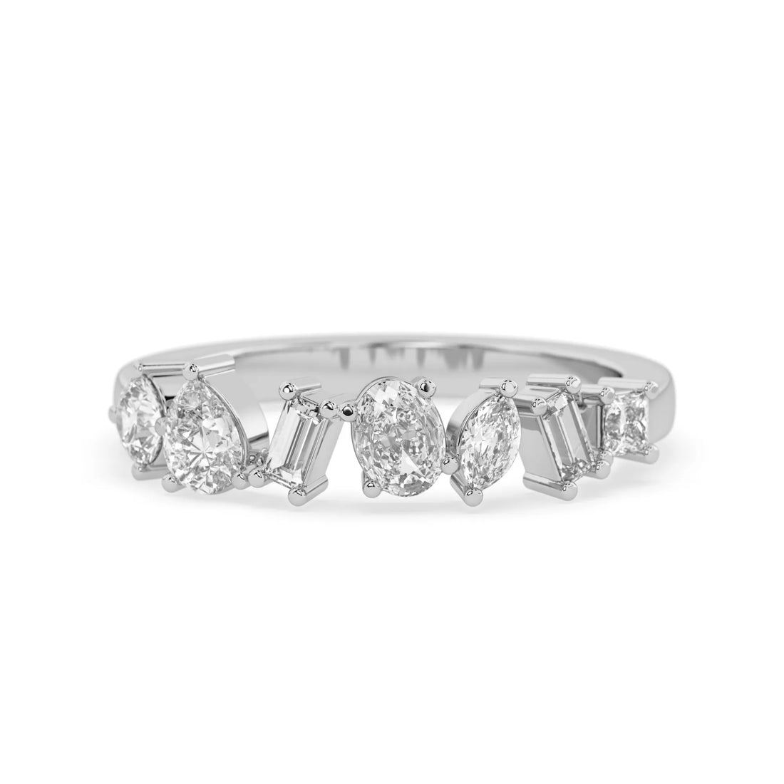 OctaPearl Multi Shape Lab Grown Diamond Seven Stone Cluster Engagment Ring