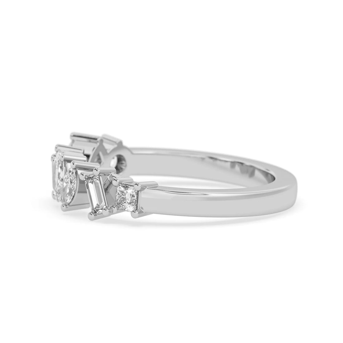 OctaPearl Multi Shape Lab Grown Diamond Seven Stone Cluster Engagment Ring