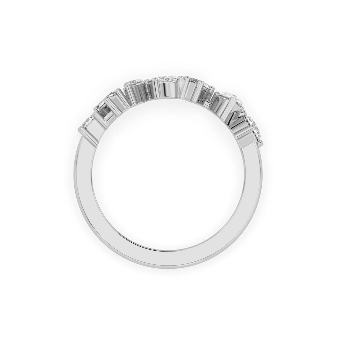 OctaPearl Multi Shape Lab Grown Diamond Seven Stone Cluster Engagment Ring