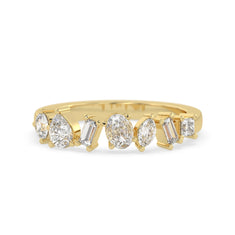 OctaPearl Multi Shape Lab Grown Diamond Seven Stone Cluster Engagment Ring