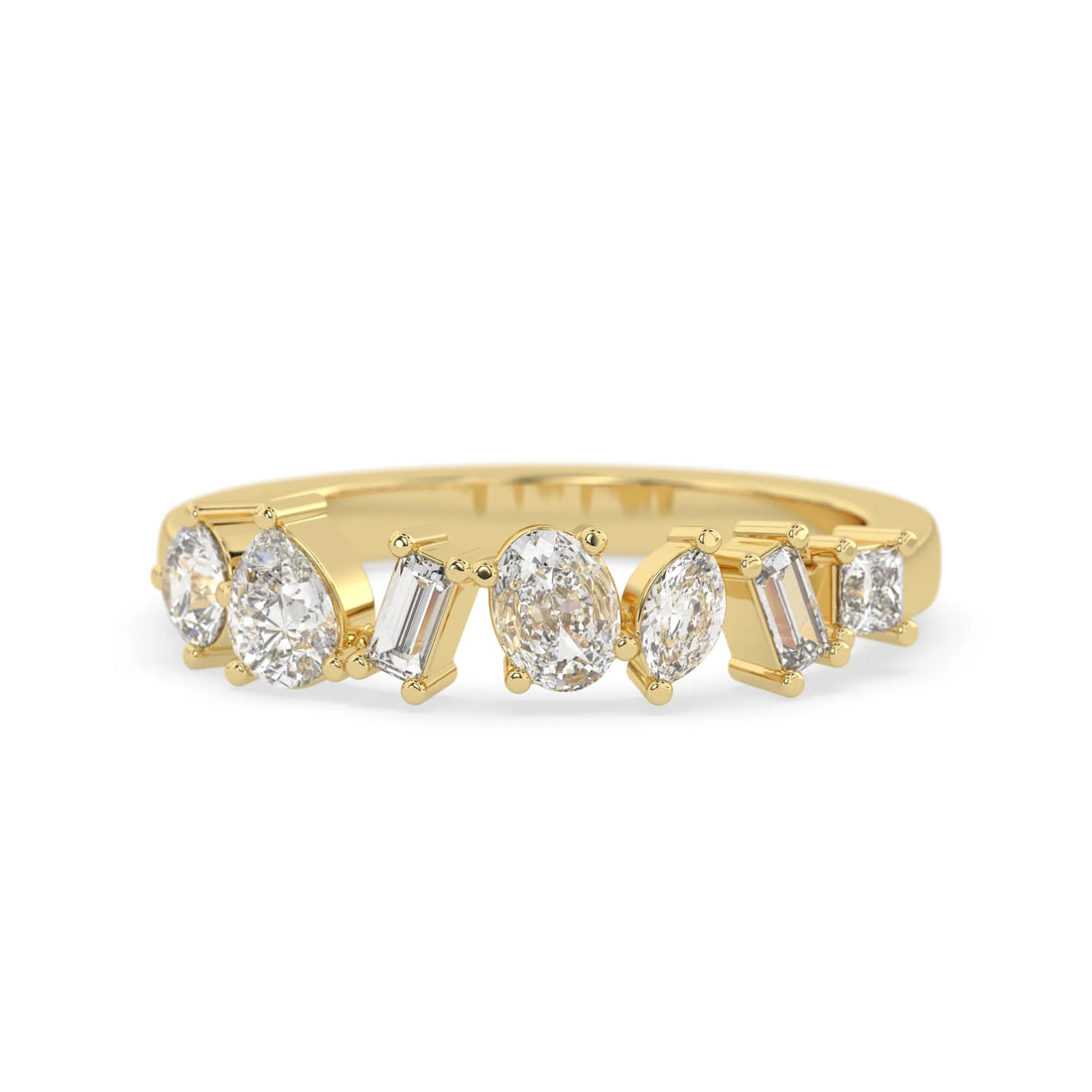 OctaPearl Multi Shape Lab Grown Diamond Seven Stone Cluster Engagment Ring