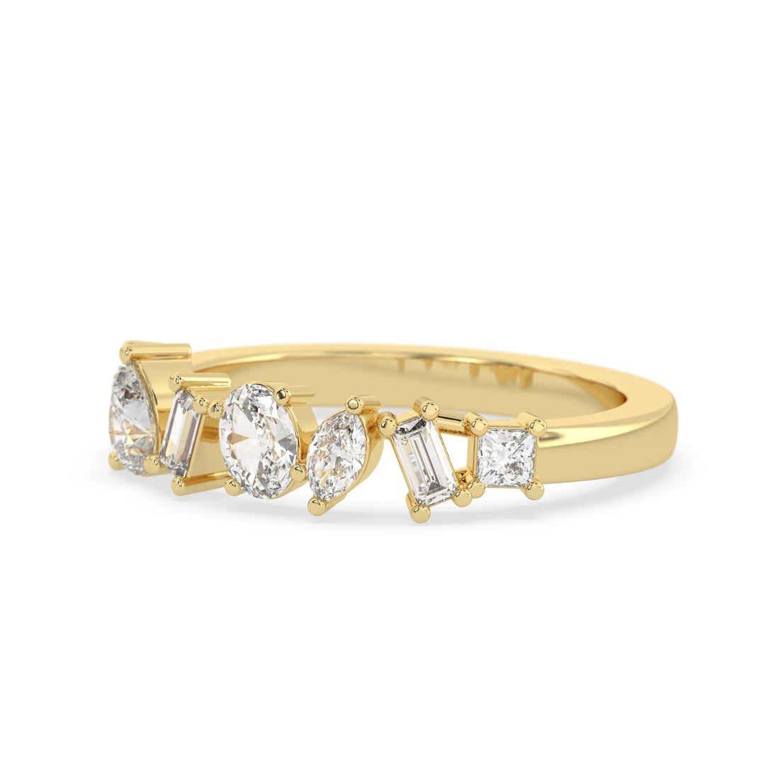 OctaPearl Multi Shape Lab Grown Diamond Seven Stone Cluster Engagment Ring