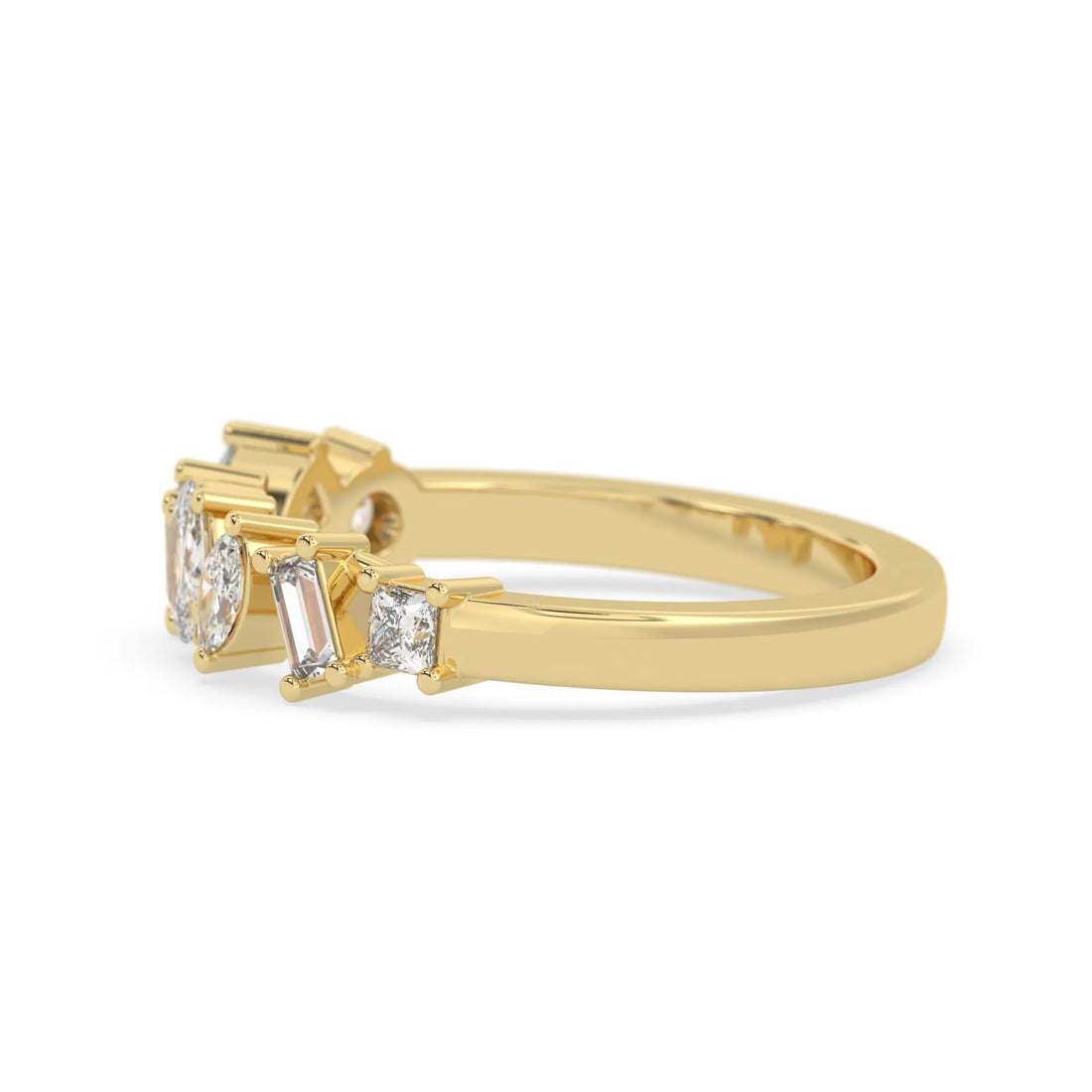 OctaPearl Multi Shape Lab Grown Diamond Seven Stone Cluster Engagment Ring